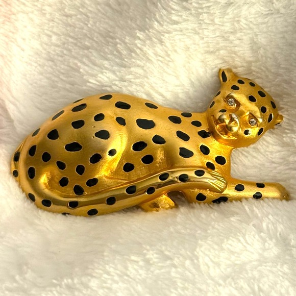 Doreen Ryan Leopard Belt Buckle Vintage 1980s Cat Design Statement - Picture 4 of 10